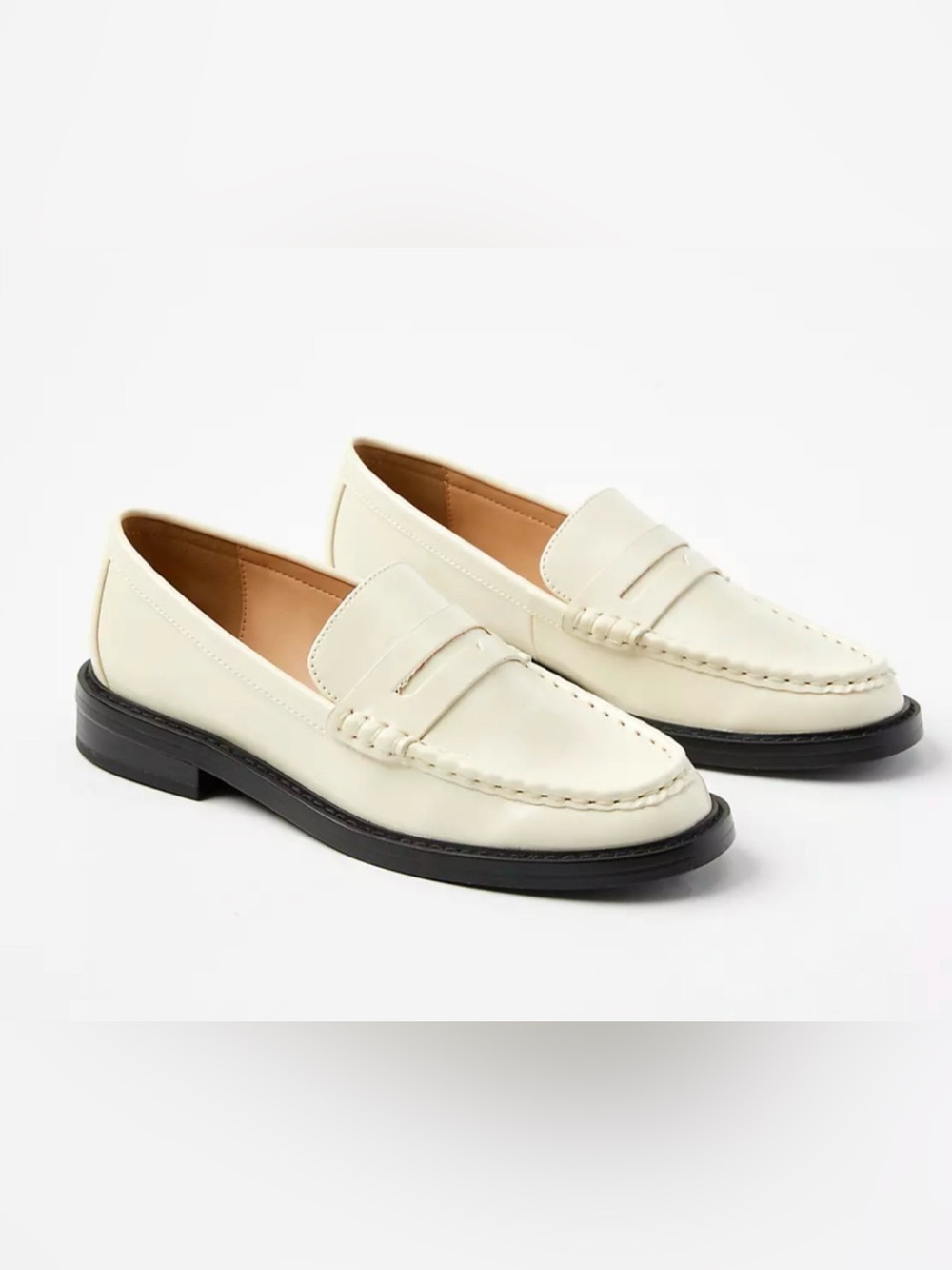 NEW ANN TAYLOR LOFT IVORY PENNY LOAFERS SHOES SZ 9.5